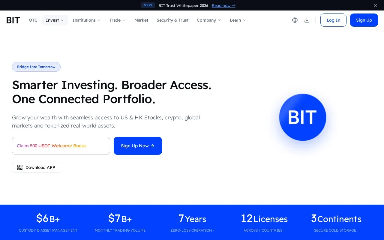 Nexus BTC homepage screenshot