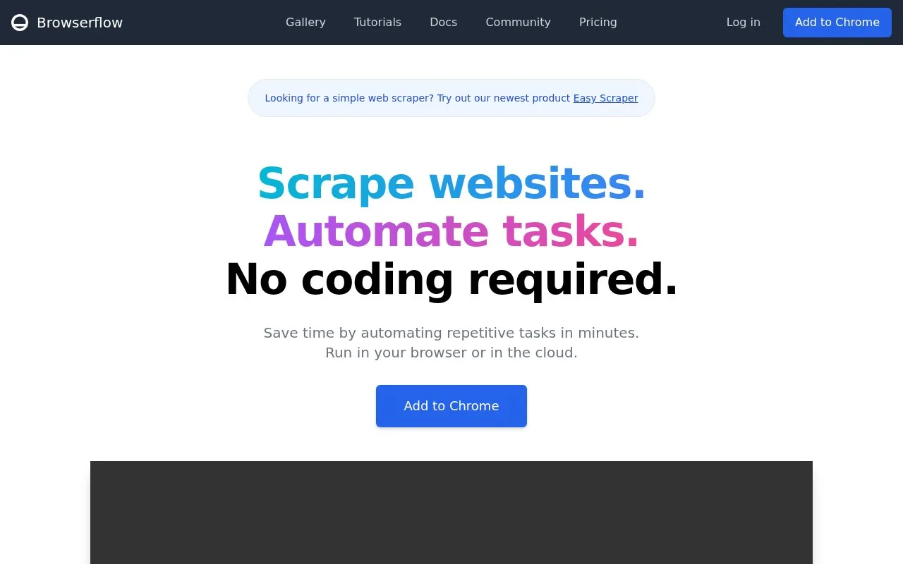 Browserflow homepage screenshot
