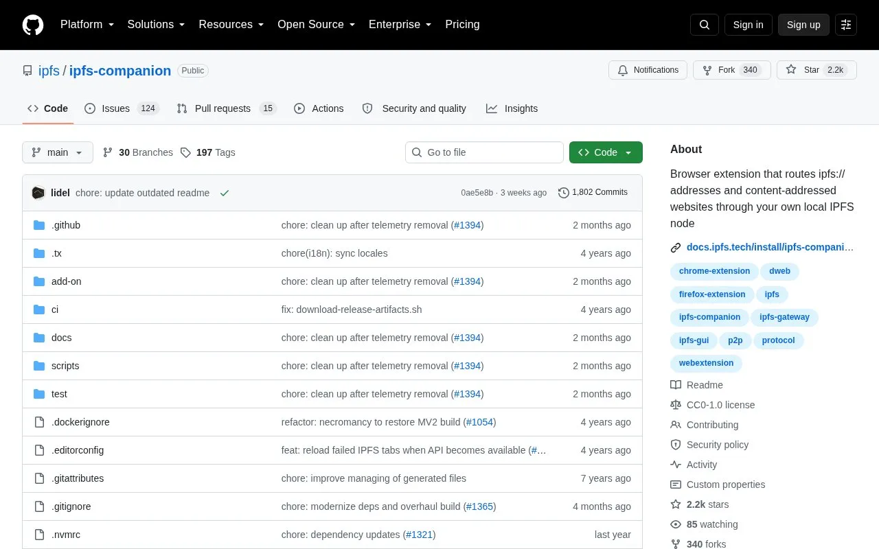 IPFS Companion homepage screenshot
