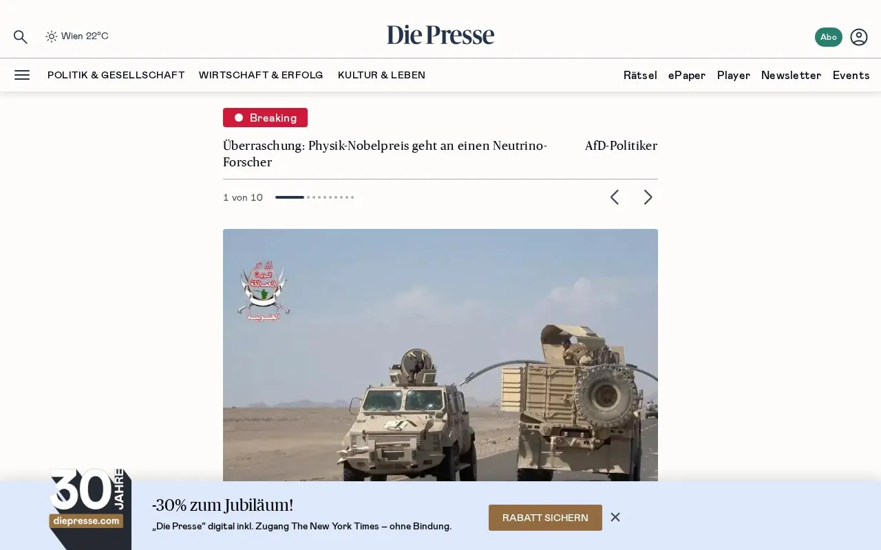 Die Presse homepage screenshot