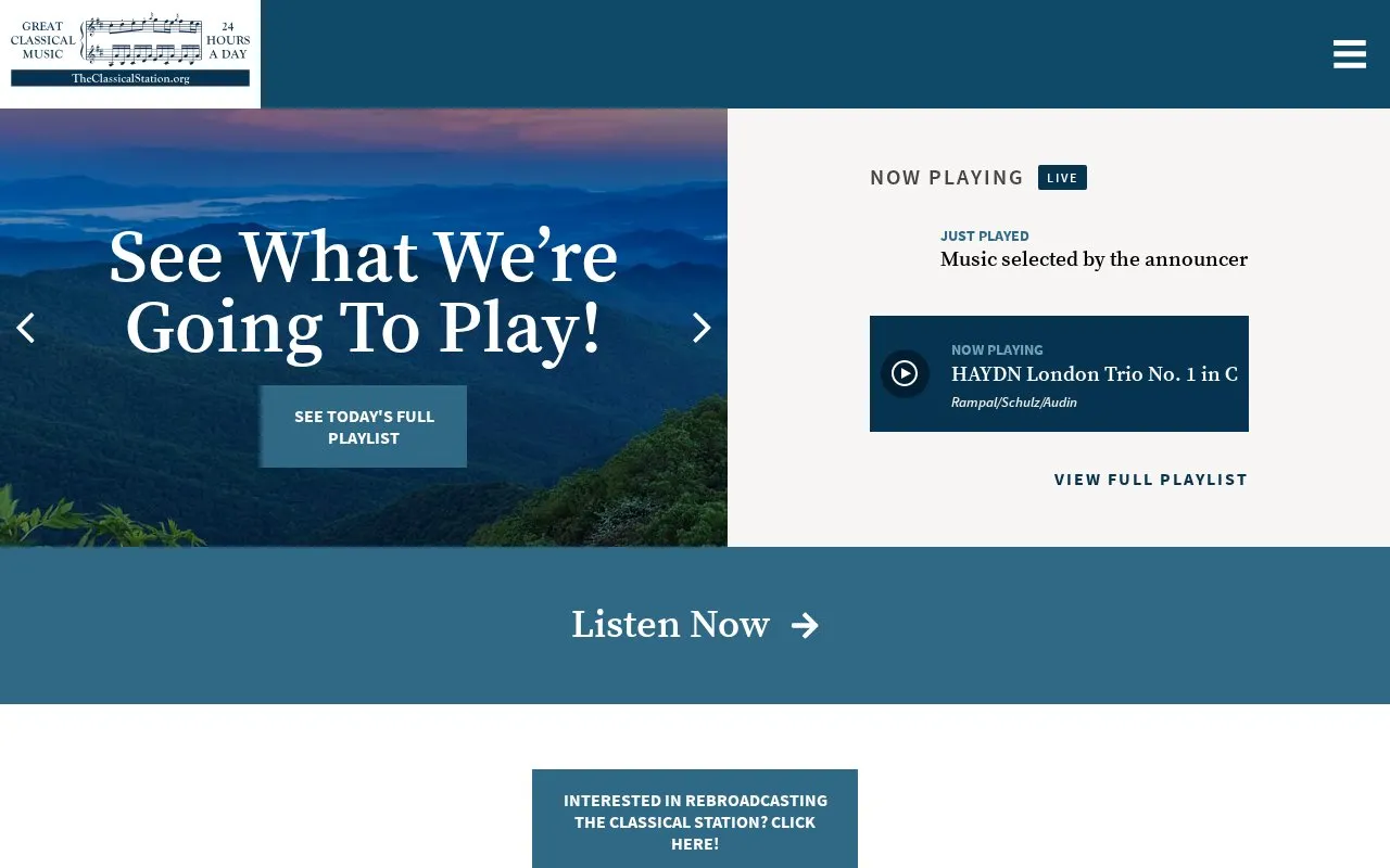 The Classical Station homepage screenshot