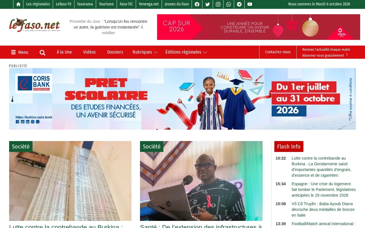 LeFaso.net homepage screenshot