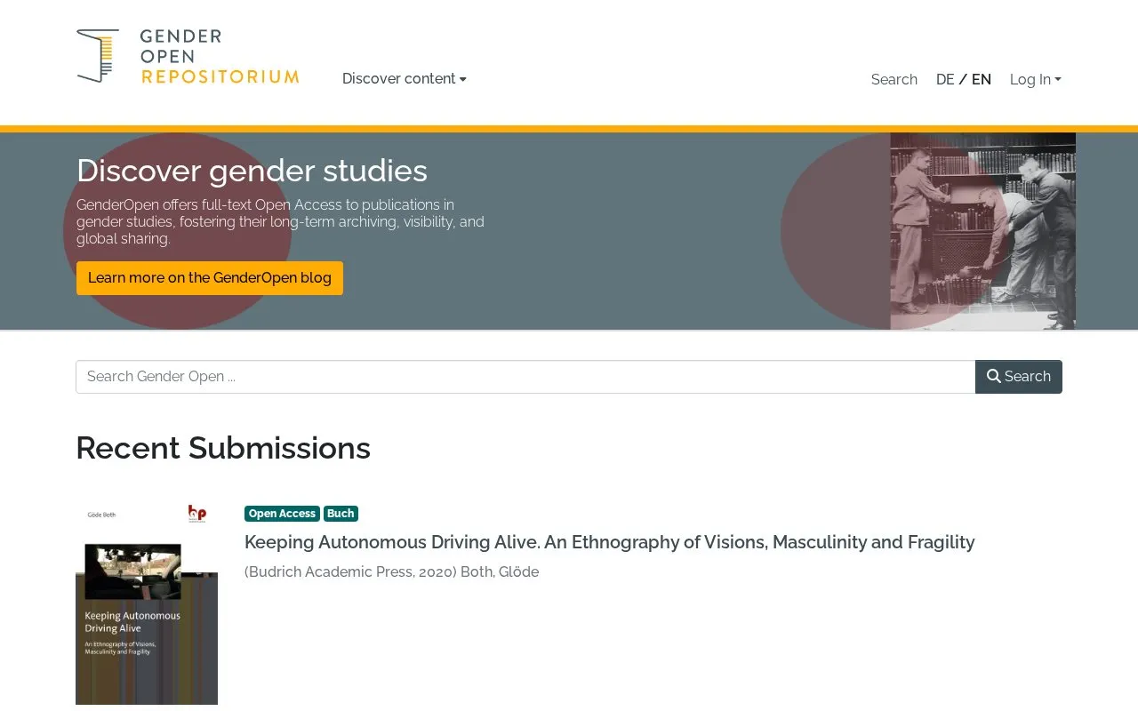 GenderOpen homepage screenshot