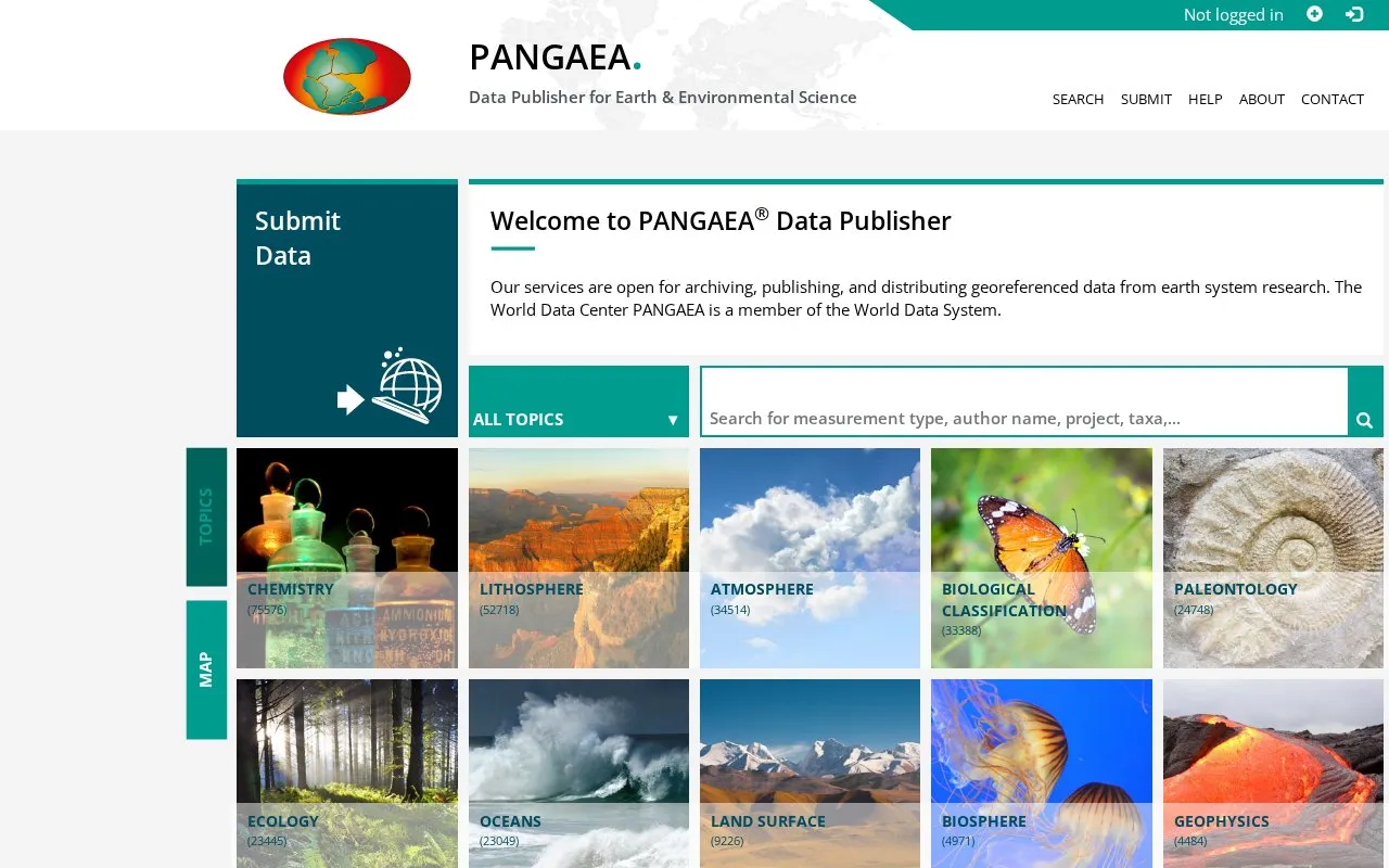 PANGAEA homepage screenshot