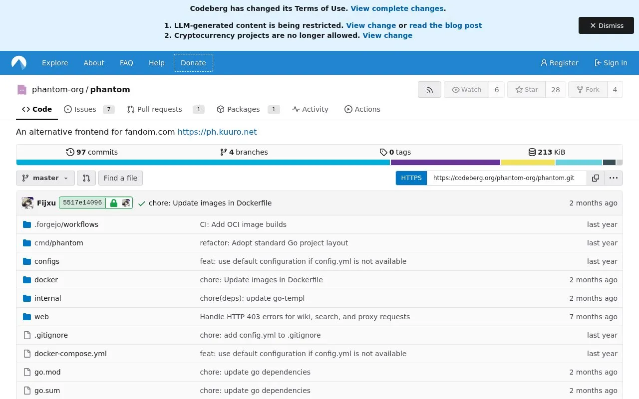 Phantom homepage screenshot