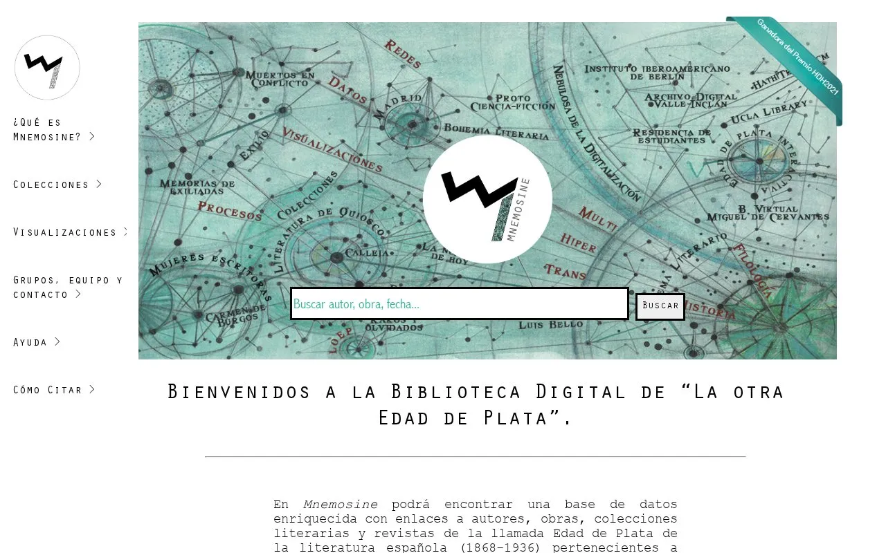 Mnemosine: Biblioteca Digital de la otra Edad de Plata homepage screenshot