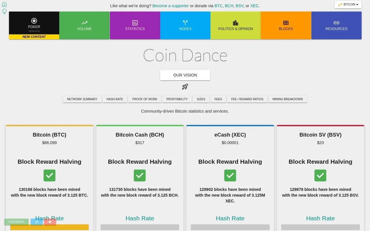Coin Dance homepage screenshot