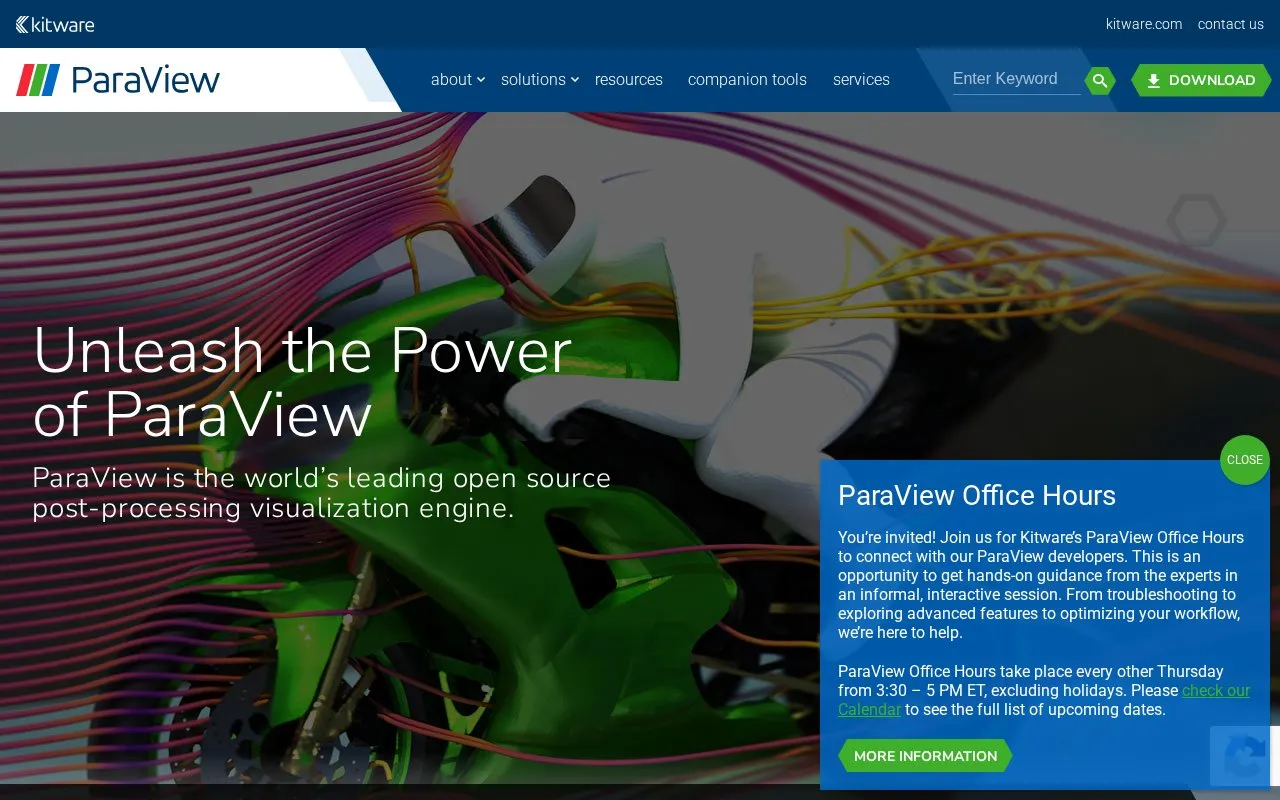 ParaView homepage screenshot