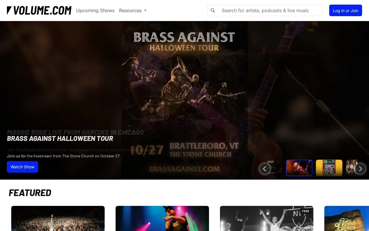 Volume homepage screenshot