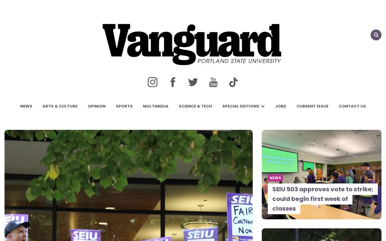 Daily Vanguard homepage screenshot