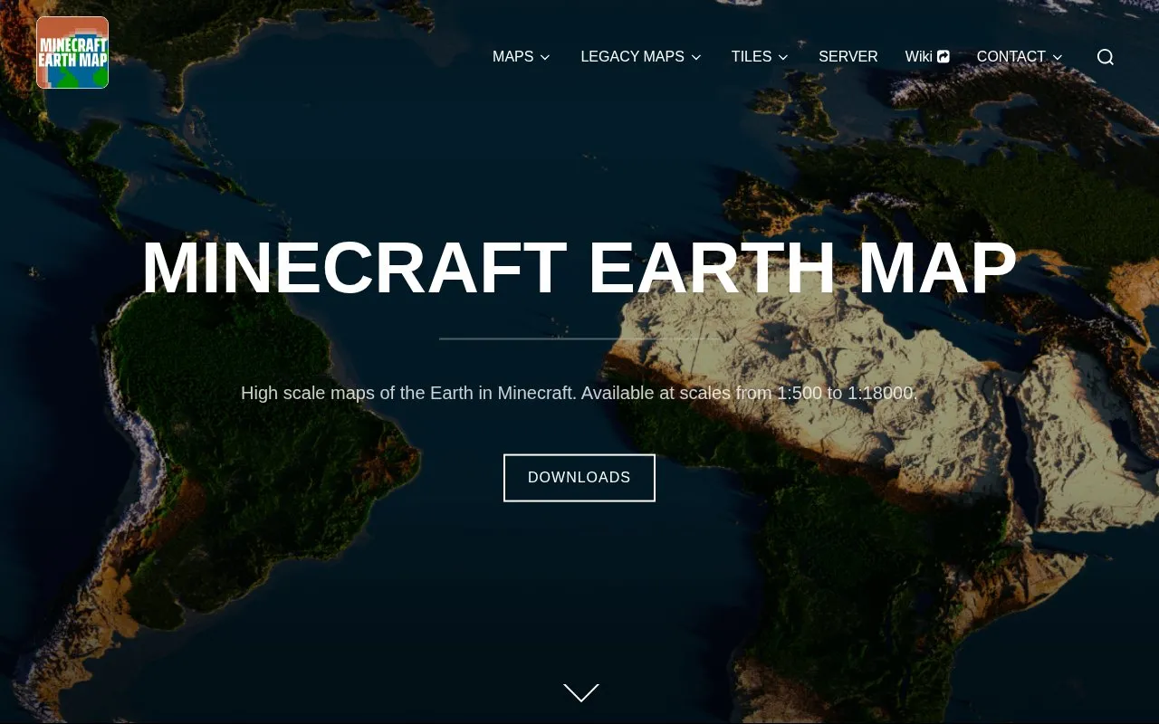 Minecraft Earth Map homepage screenshot