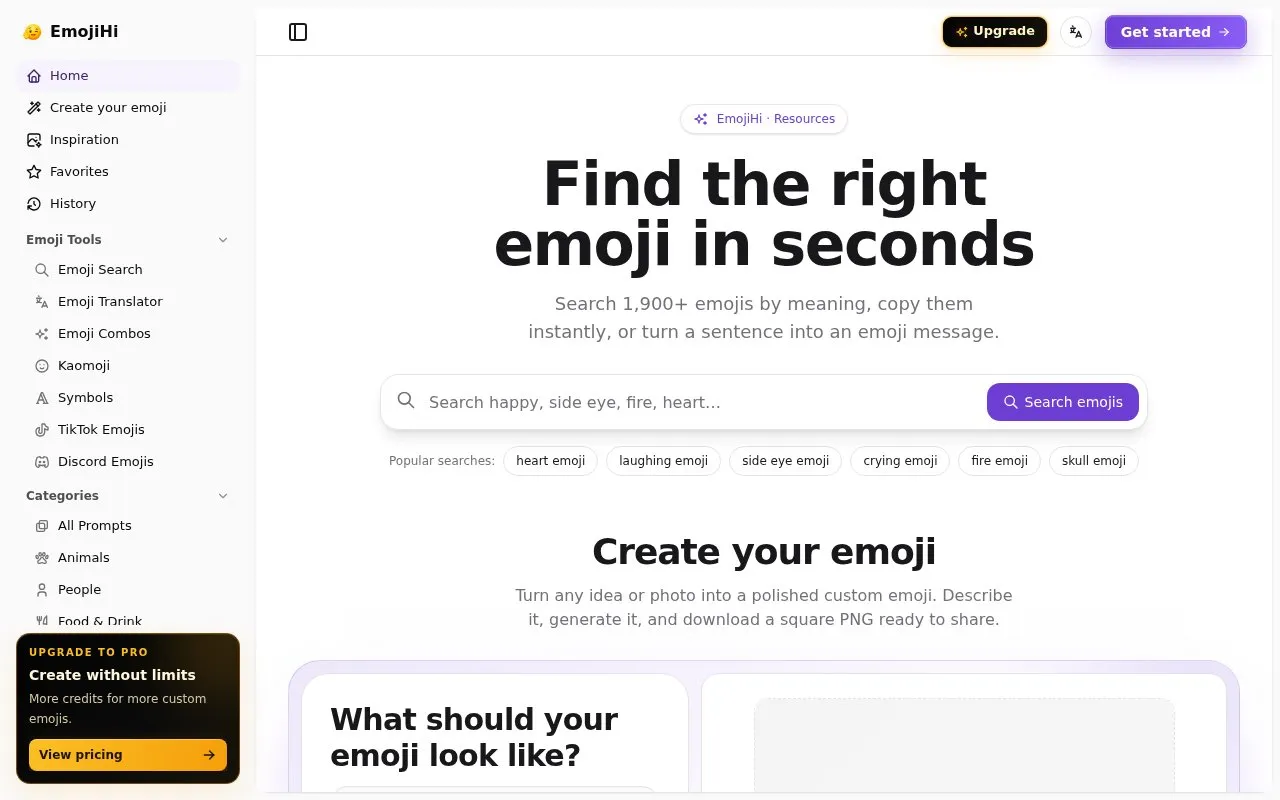 EmojiHi homepage screenshot
