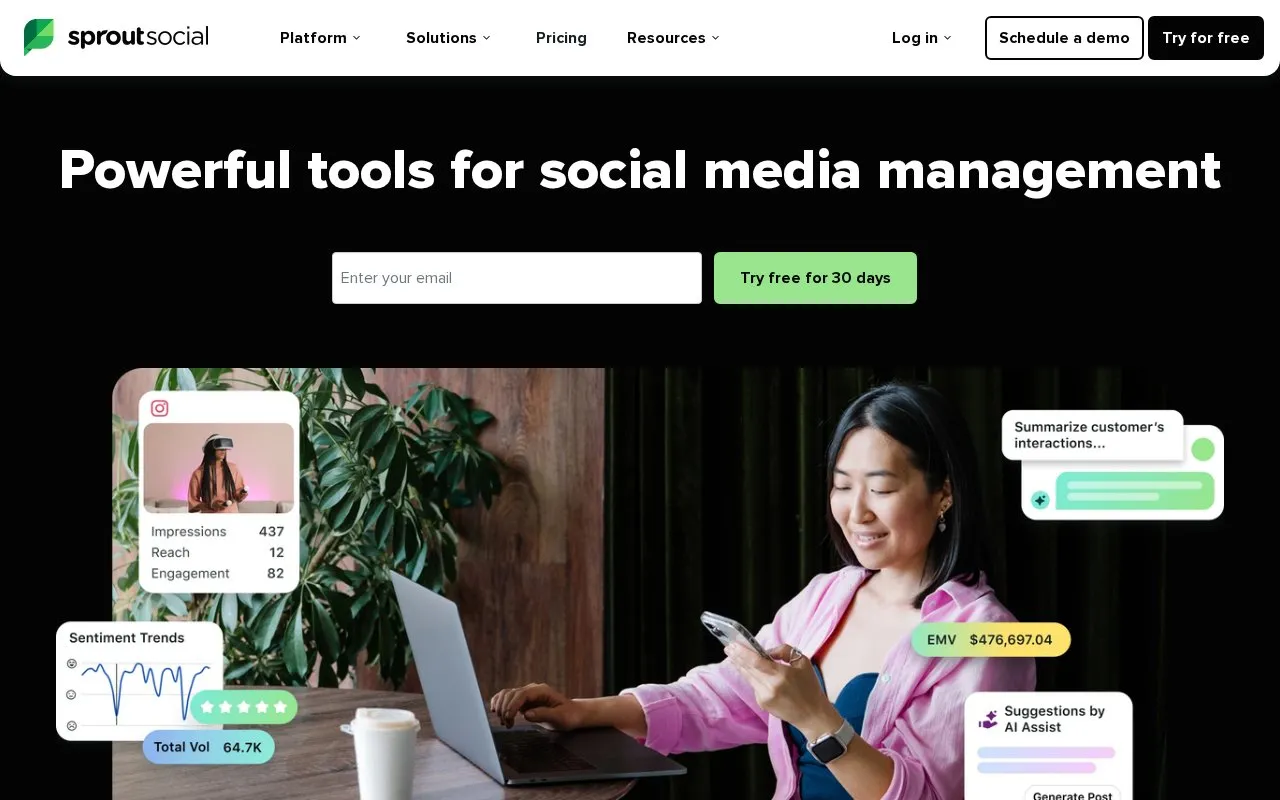 Sprout Social homepage screenshot