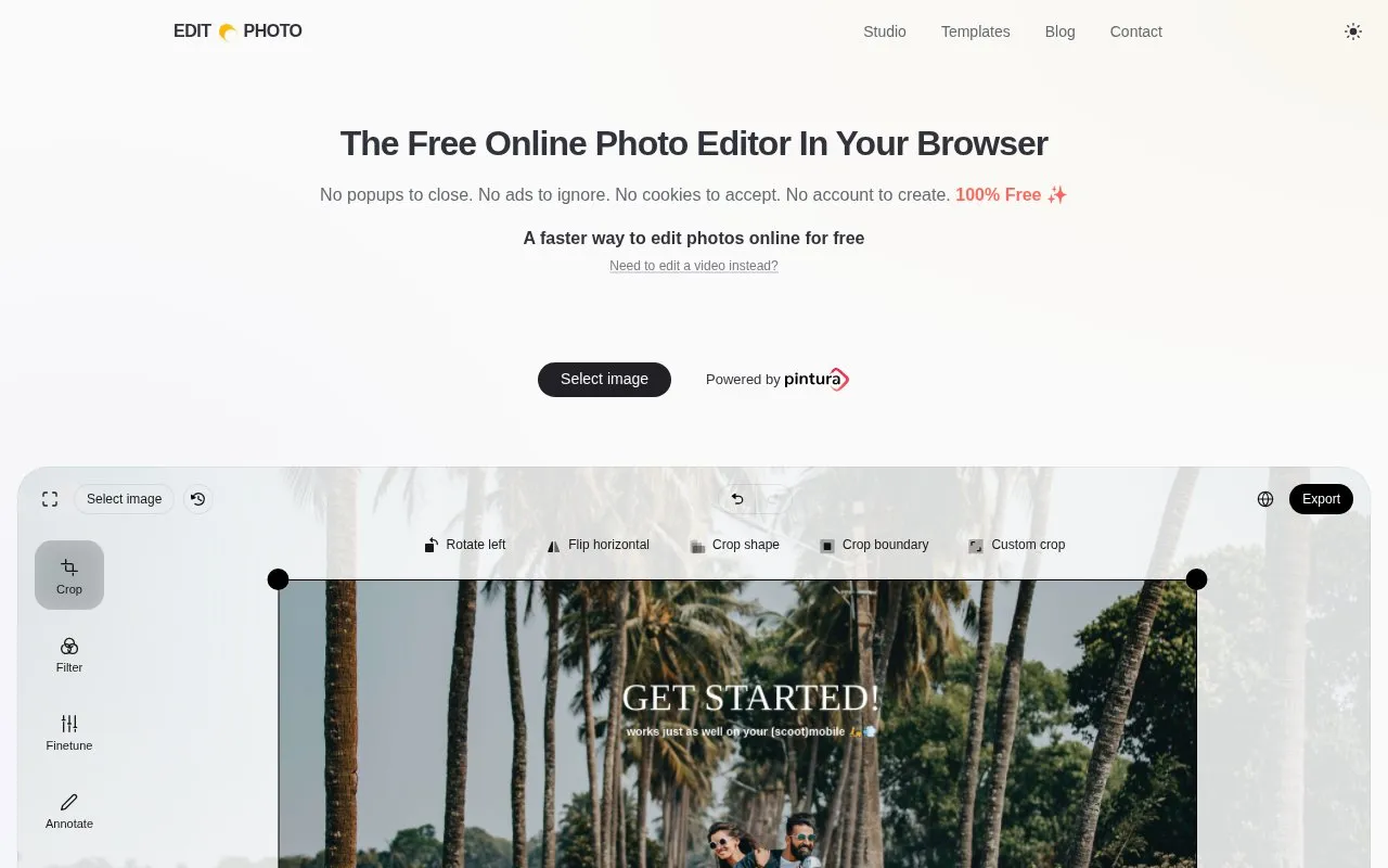 Edit Photo homepage screenshot