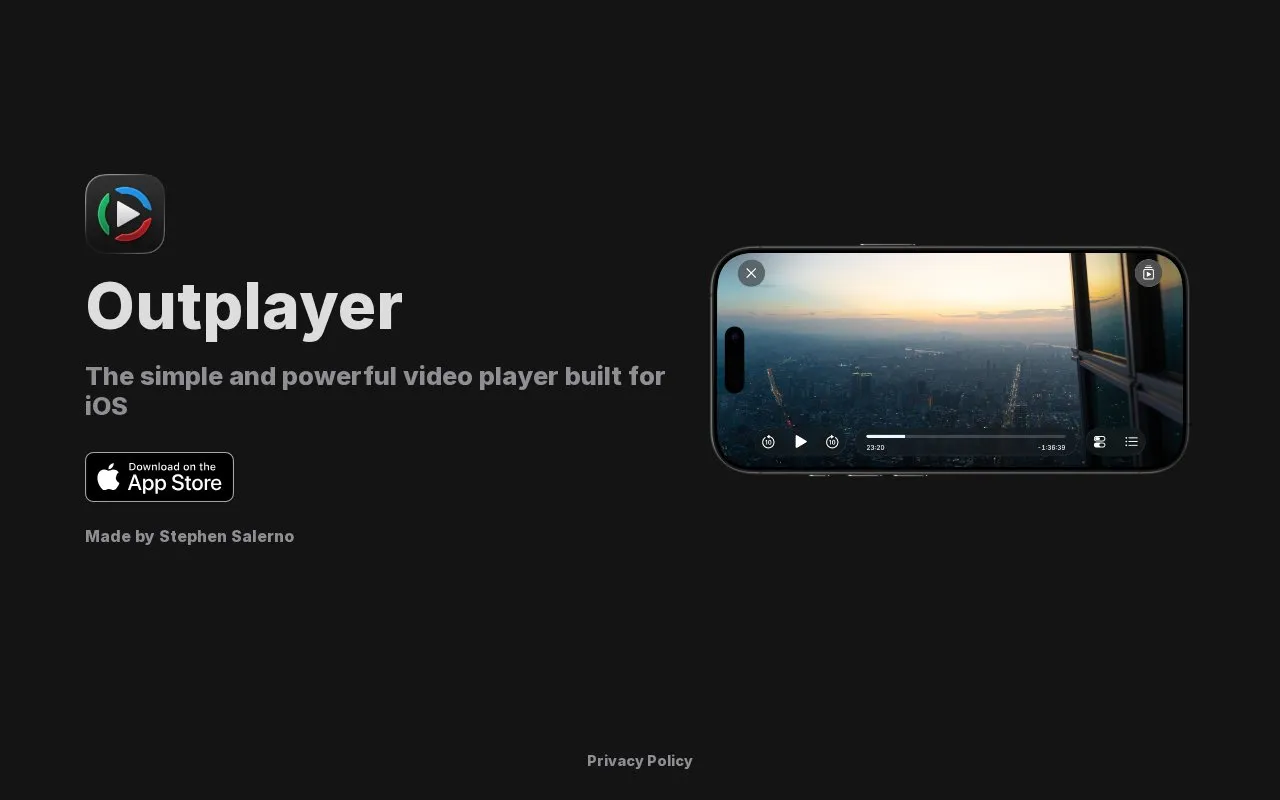 OutPlayer homepage screenshot