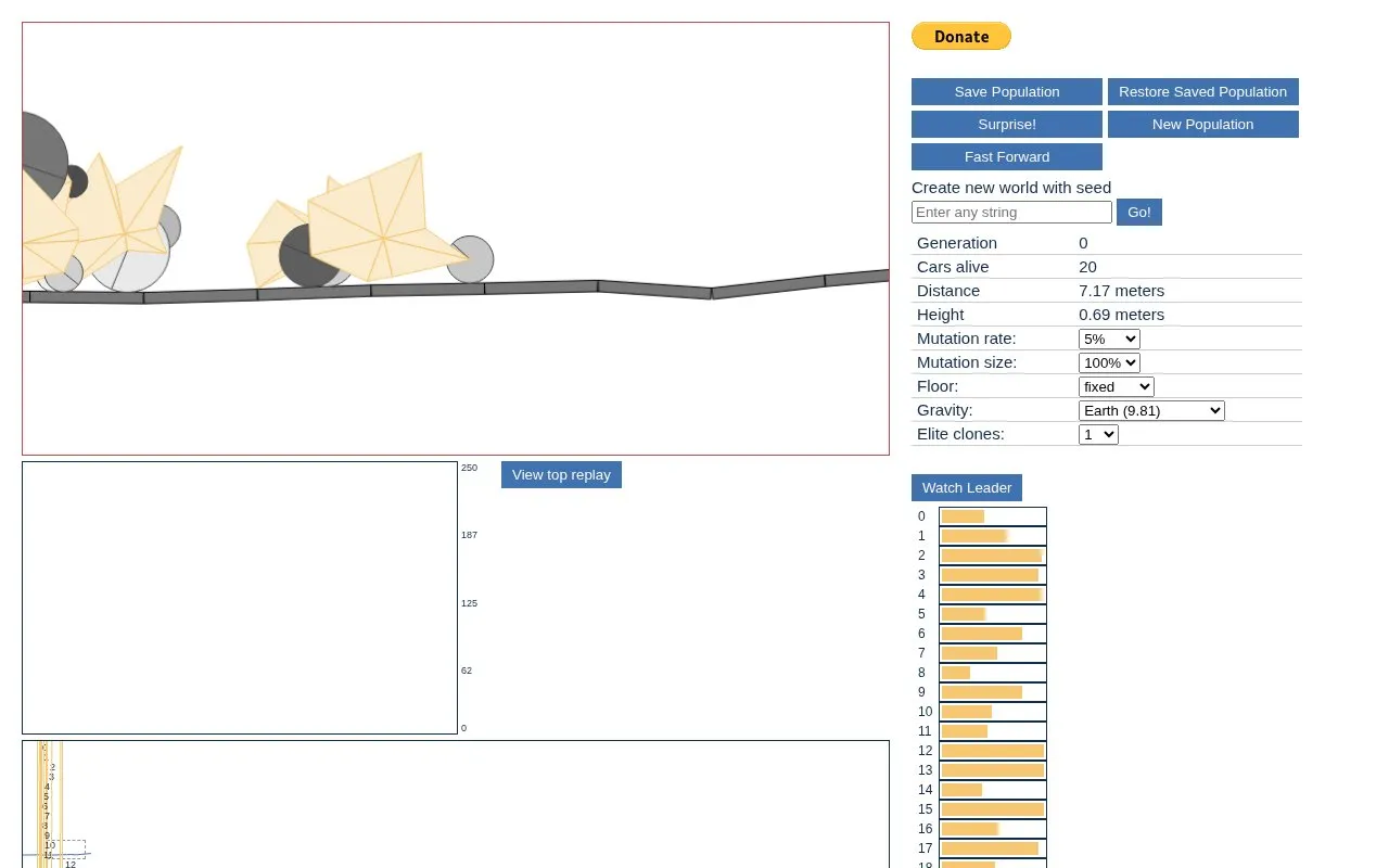 Genetic Cars 2 homepage screenshot