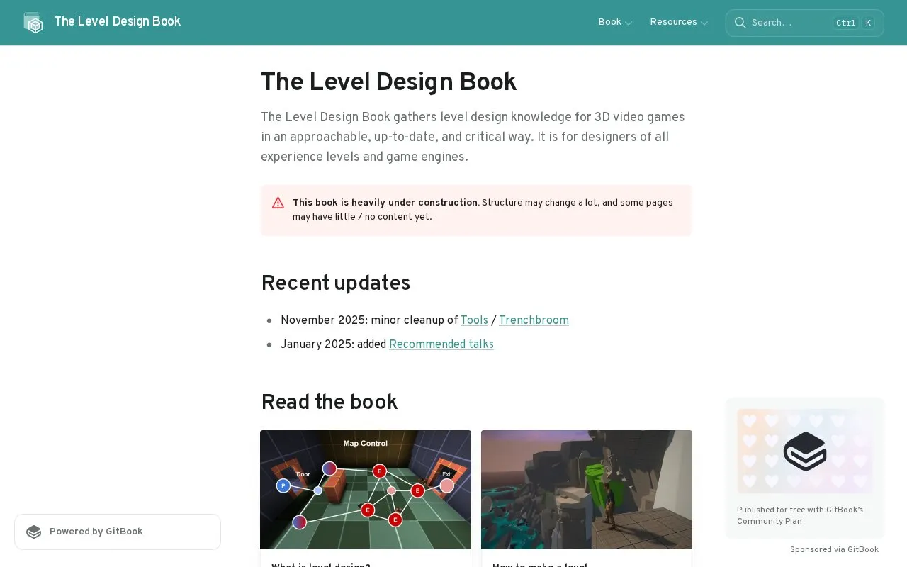 Level Design Book homepage screenshot