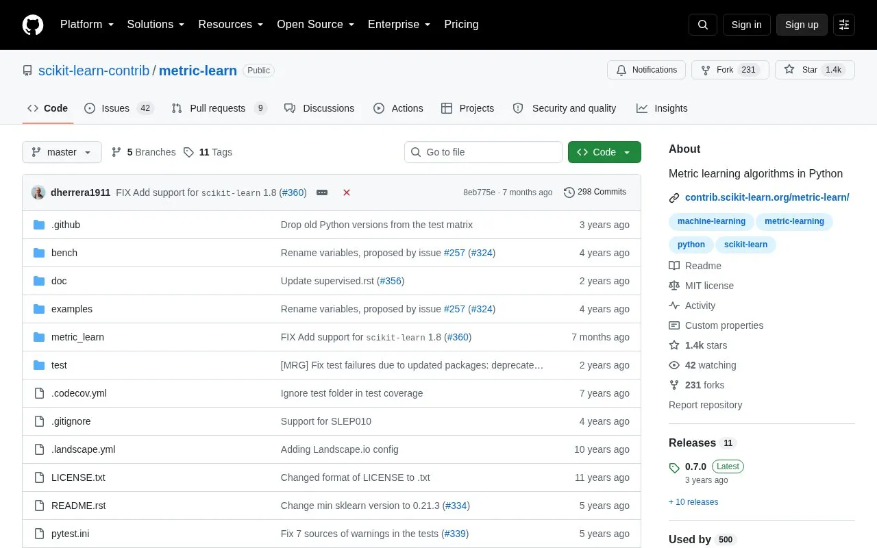 metric-learn homepage screenshot
