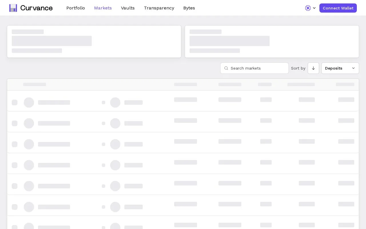 Curvance homepage screenshot