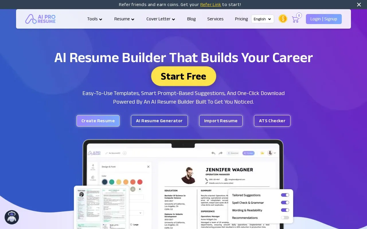 AI Pro Resume homepage screenshot