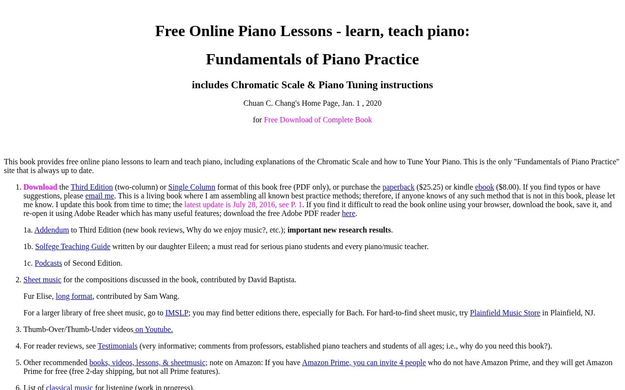 Fundamentals of Piano Practice homepage screenshot