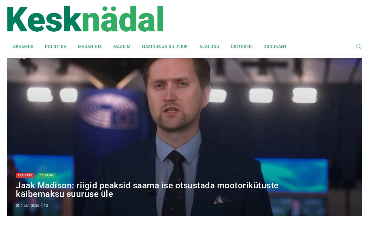 Kesknädal homepage screenshot