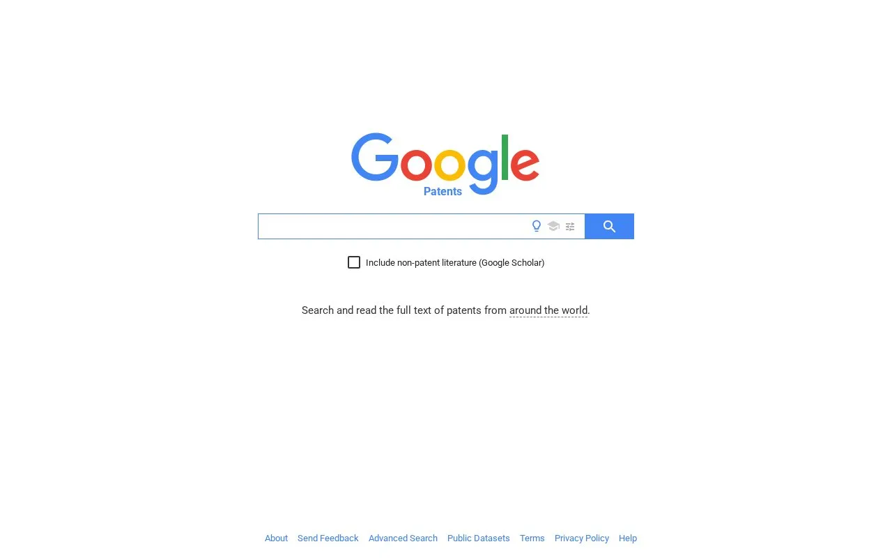Google Patents homepage screenshot