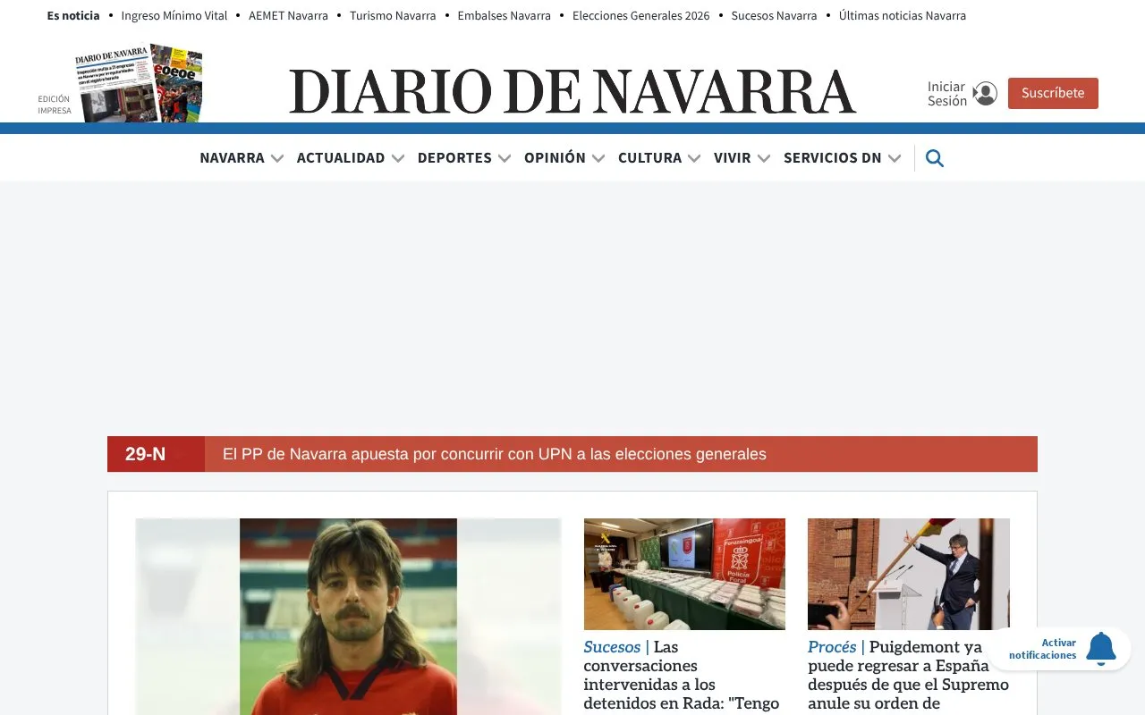 Diario de Navarra homepage screenshot