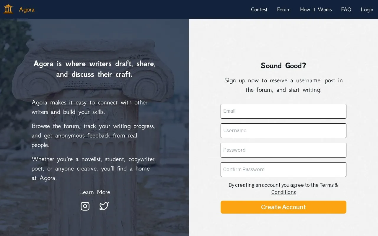 Agora homepage screenshot