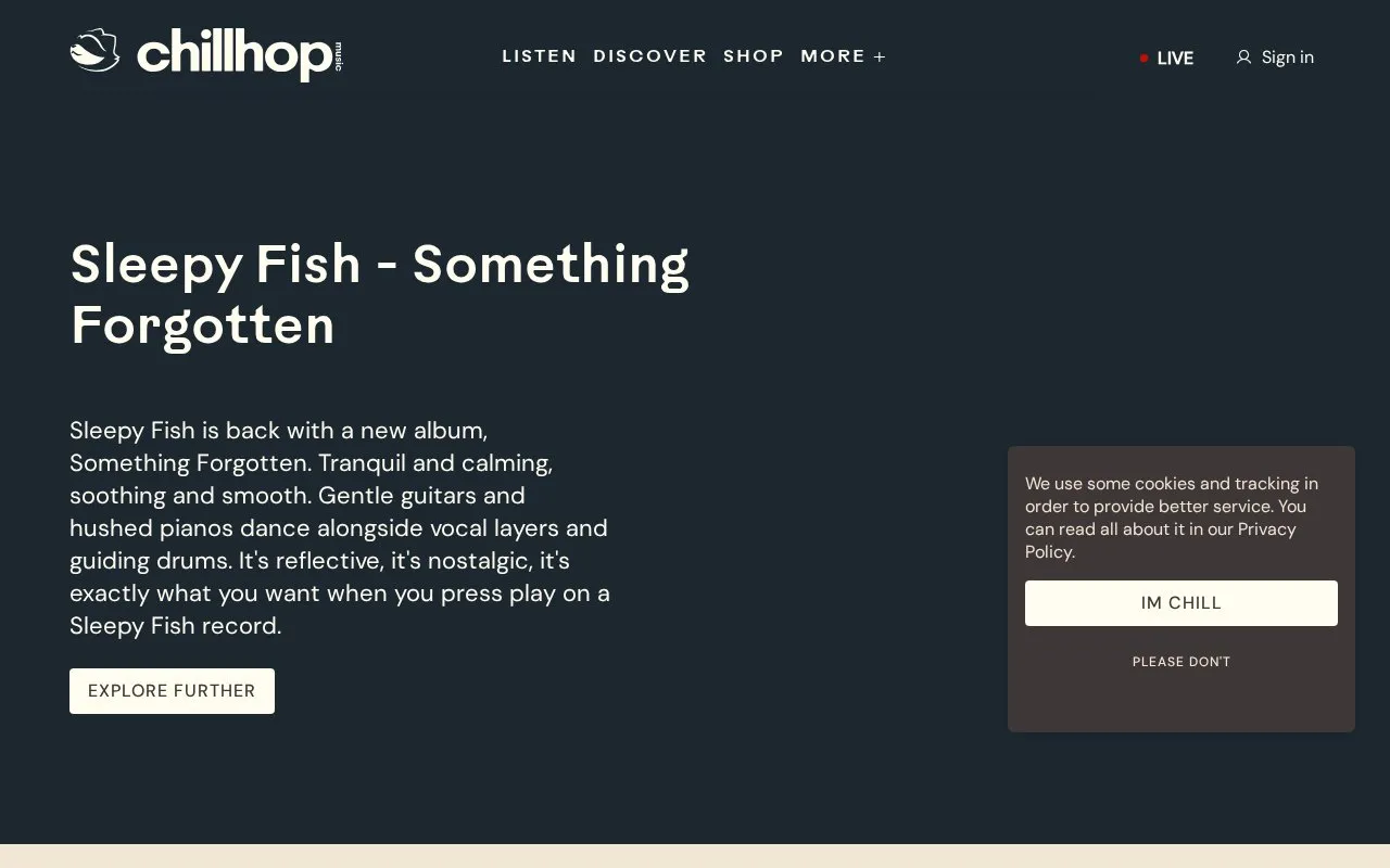 Chillhop homepage screenshot