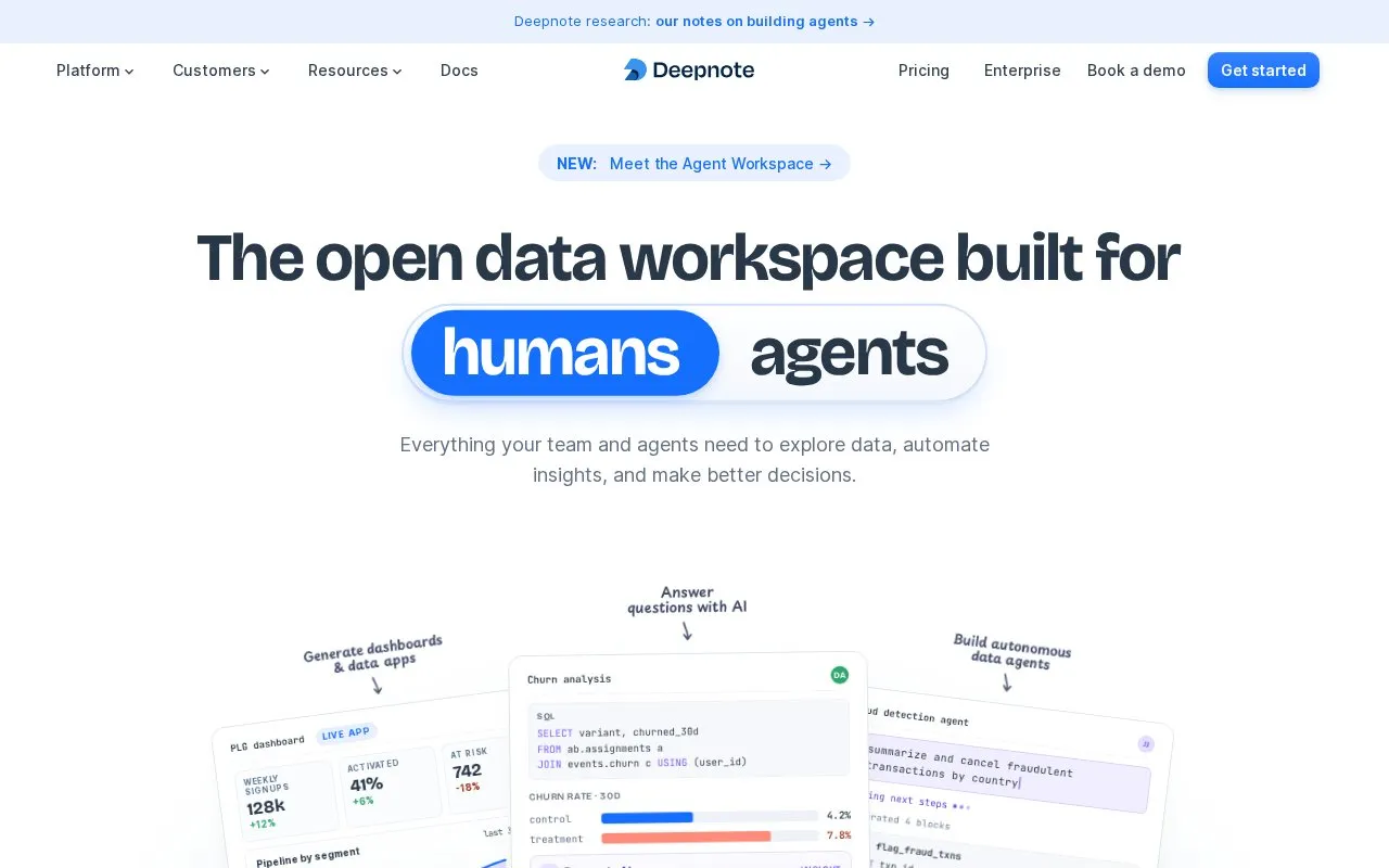 Deepnote homepage screenshot