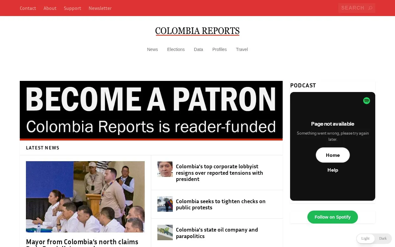 Colombia Reports homepage screenshot