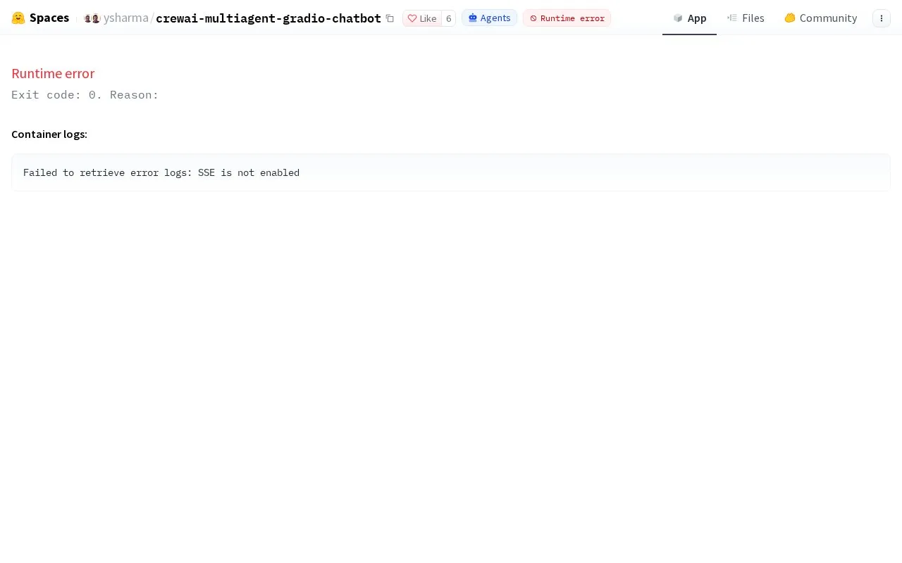 Crewai Multiagents Gradio Chatbot homepage screenshot