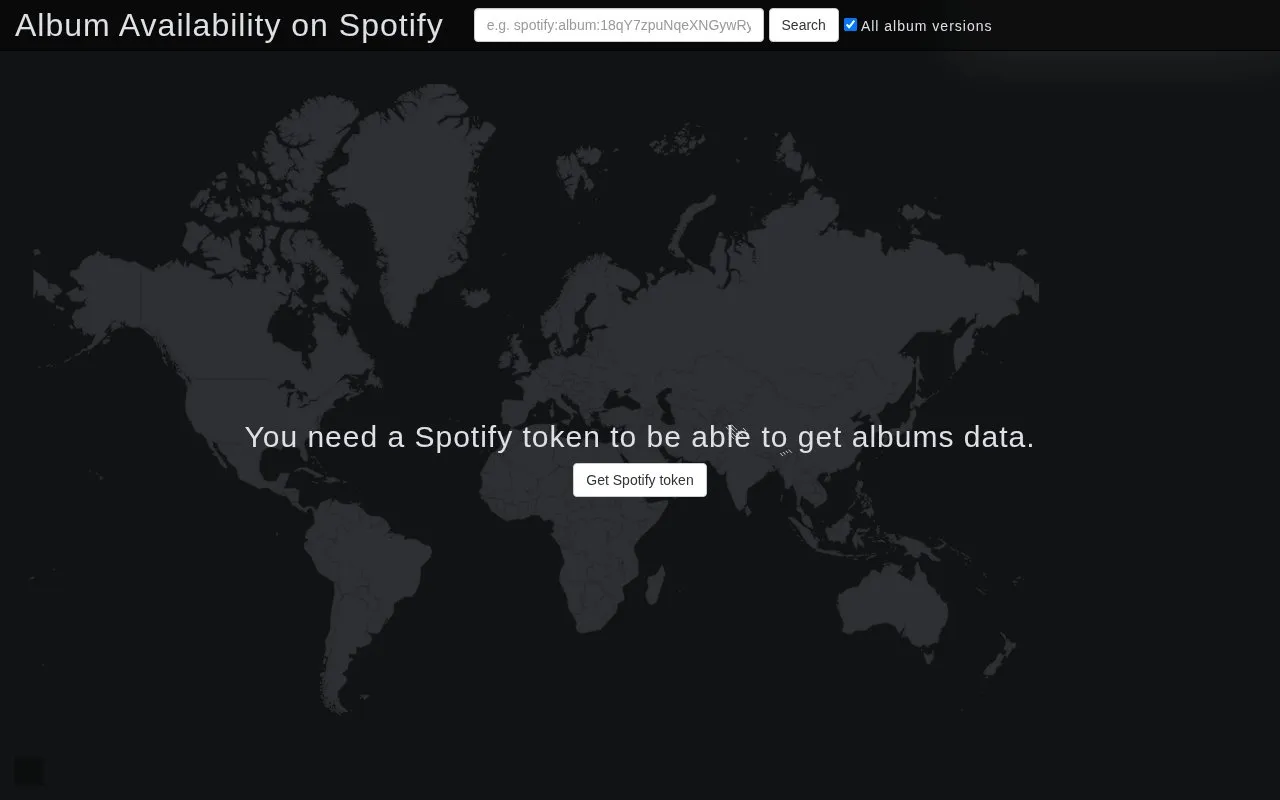 Album Availability Map homepage screenshot