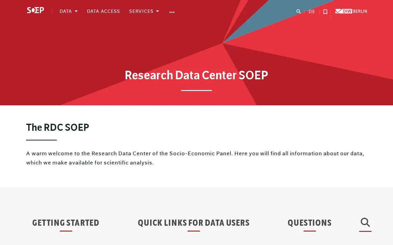 Forschungsdatenzentrum des SOEP homepage screenshot