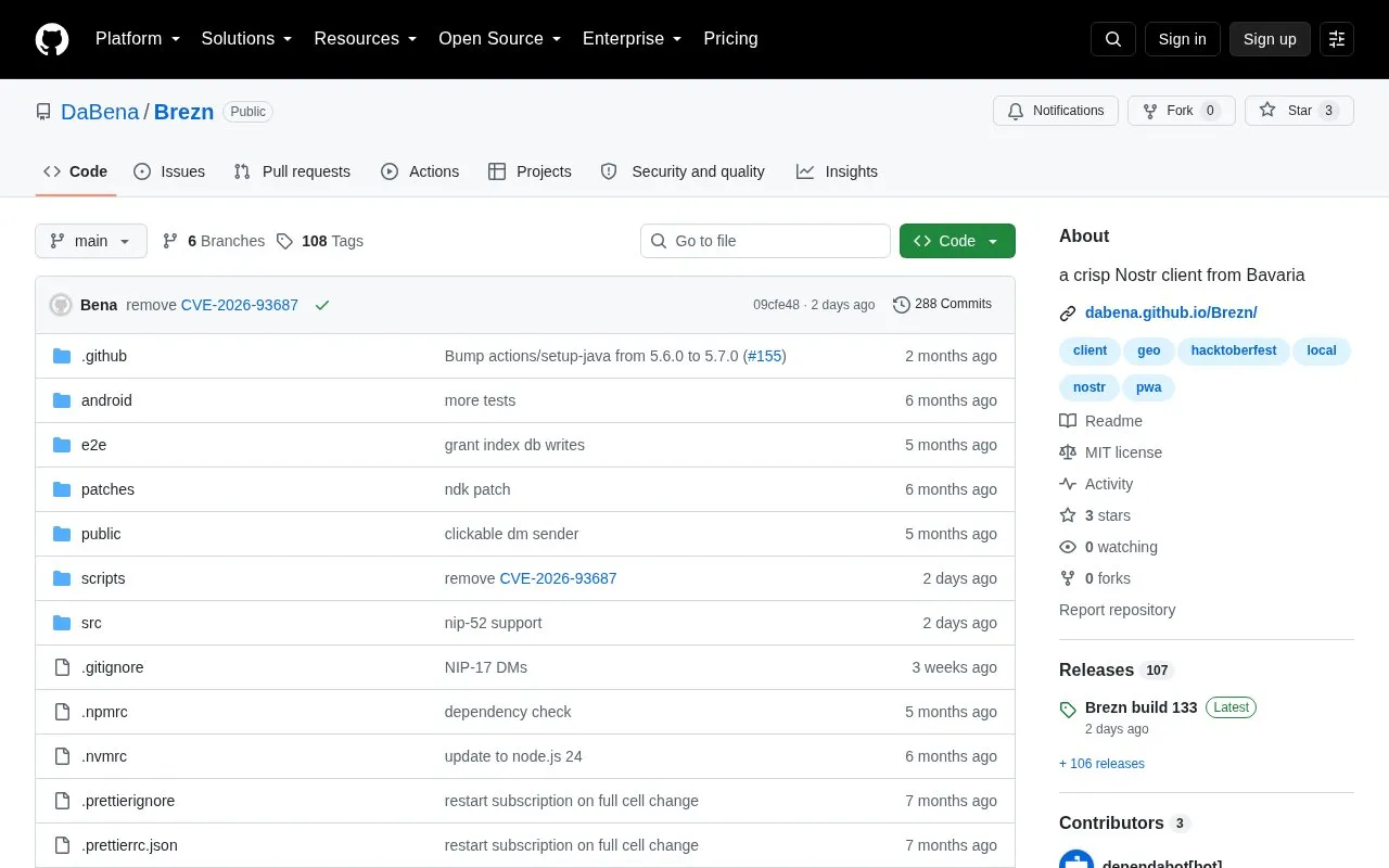 Brezn homepage screenshot