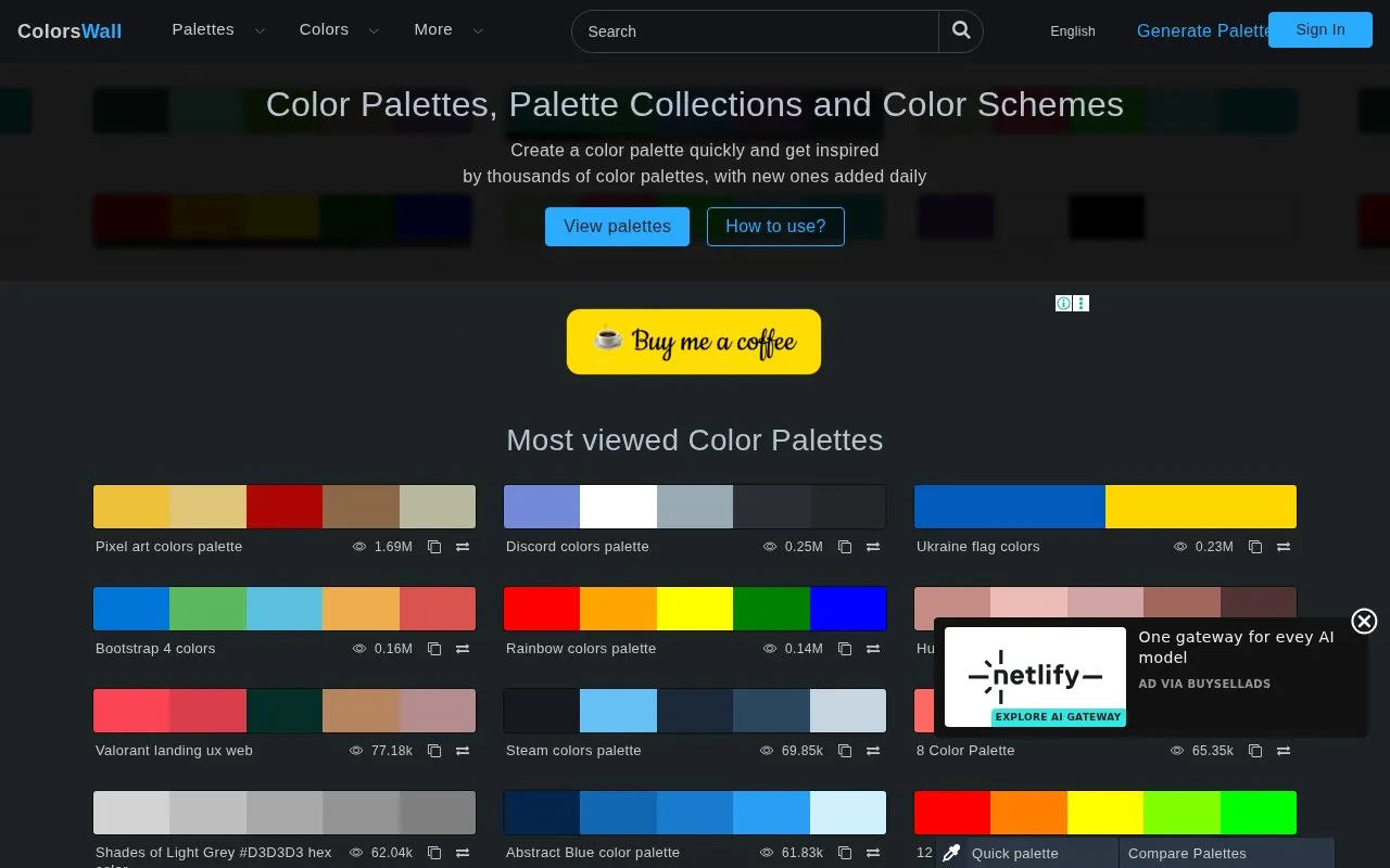 Colors Wall homepage screenshot