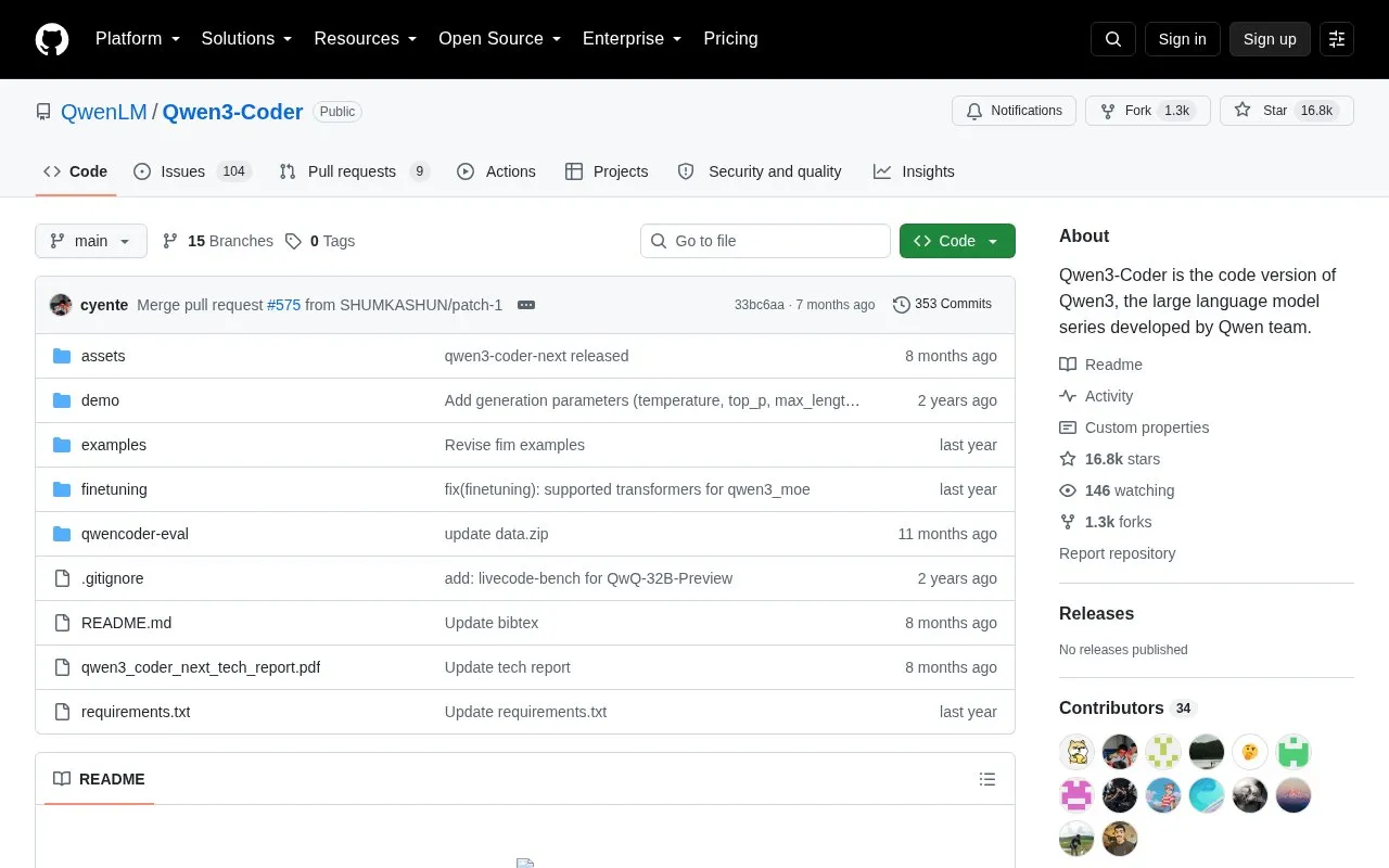 Qwen3-Coder homepage screenshot