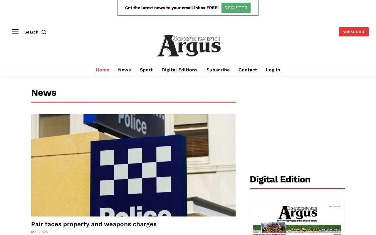 Goondiwindi Argus homepage screenshot