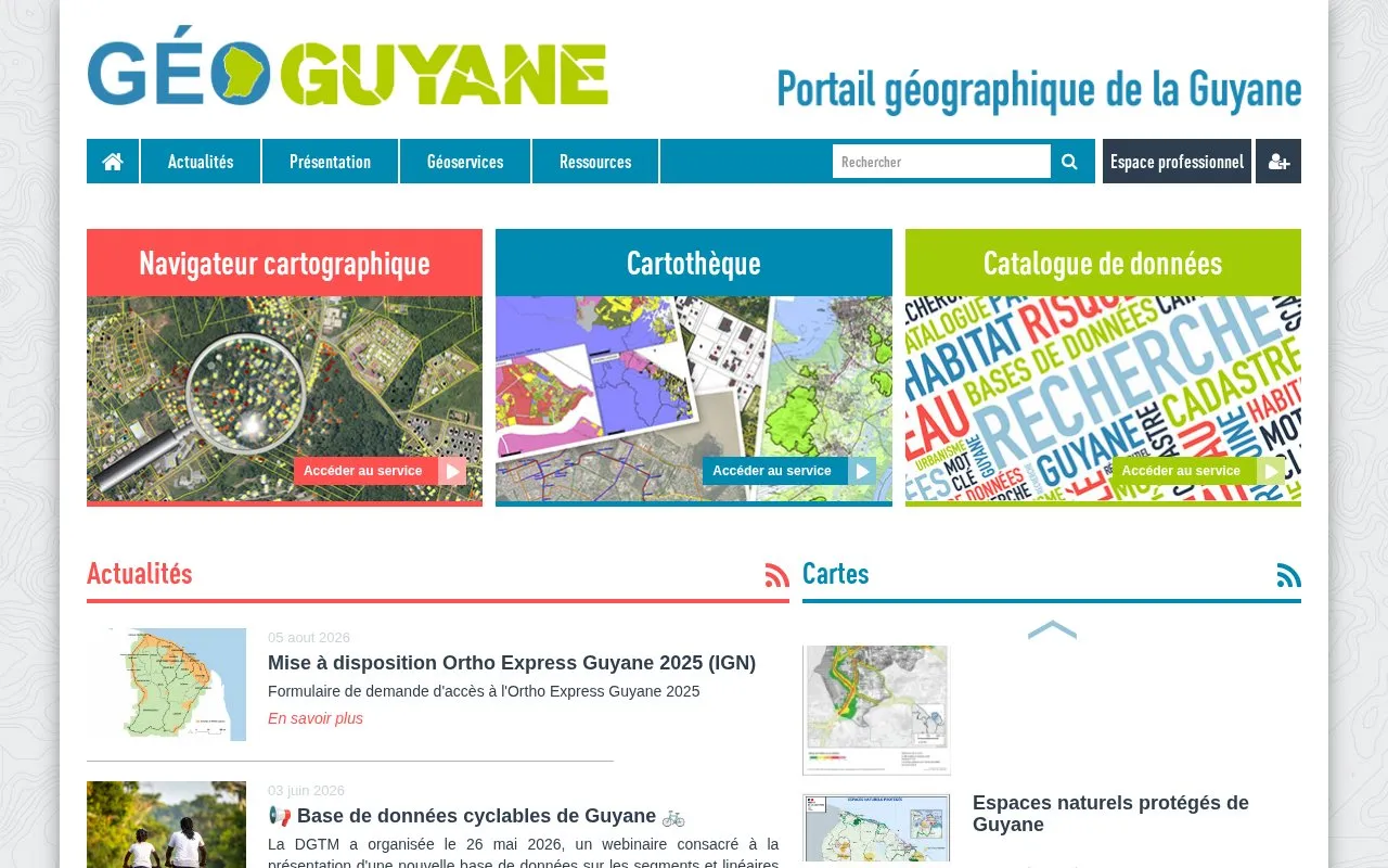 Portail géographique de la Guyane homepage screenshot