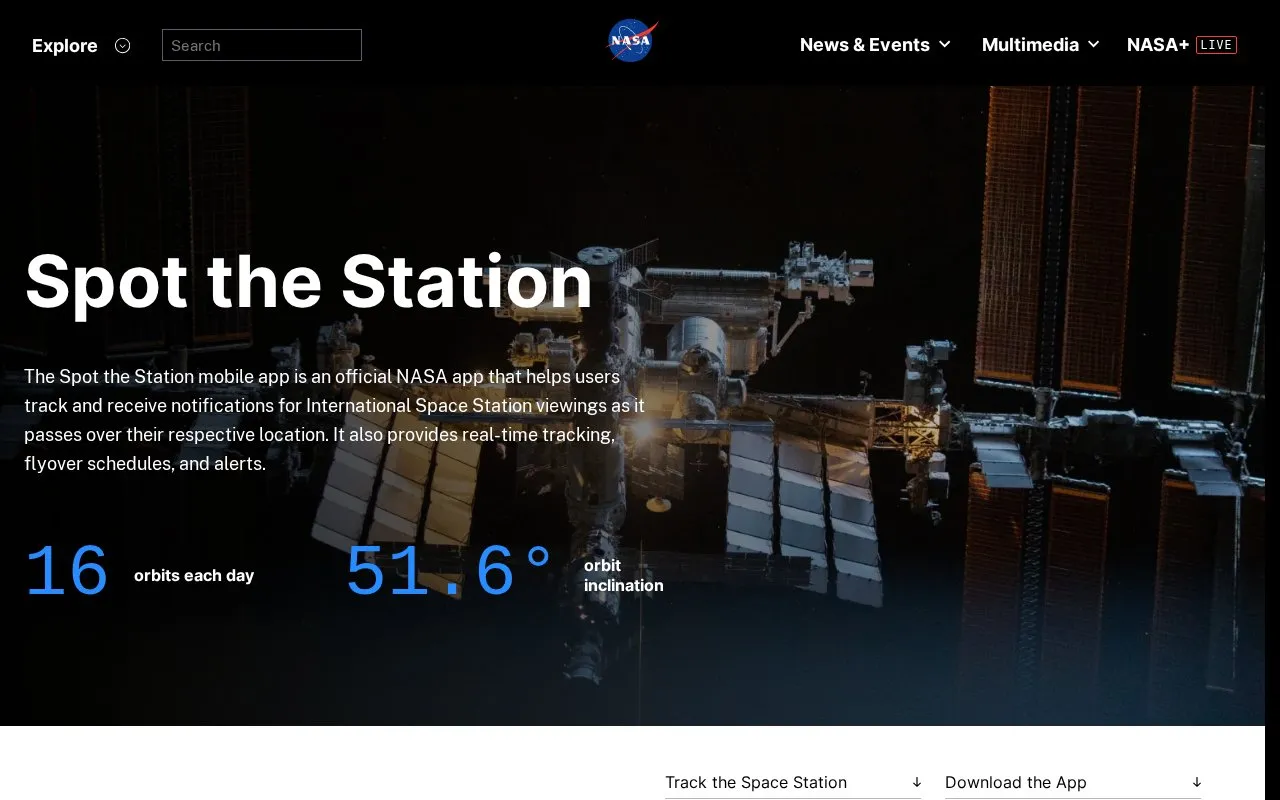Spot The Station homepage screenshot