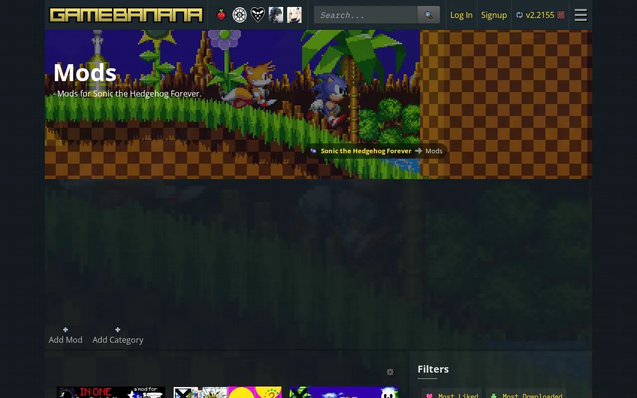 S1F Mods homepage screenshot