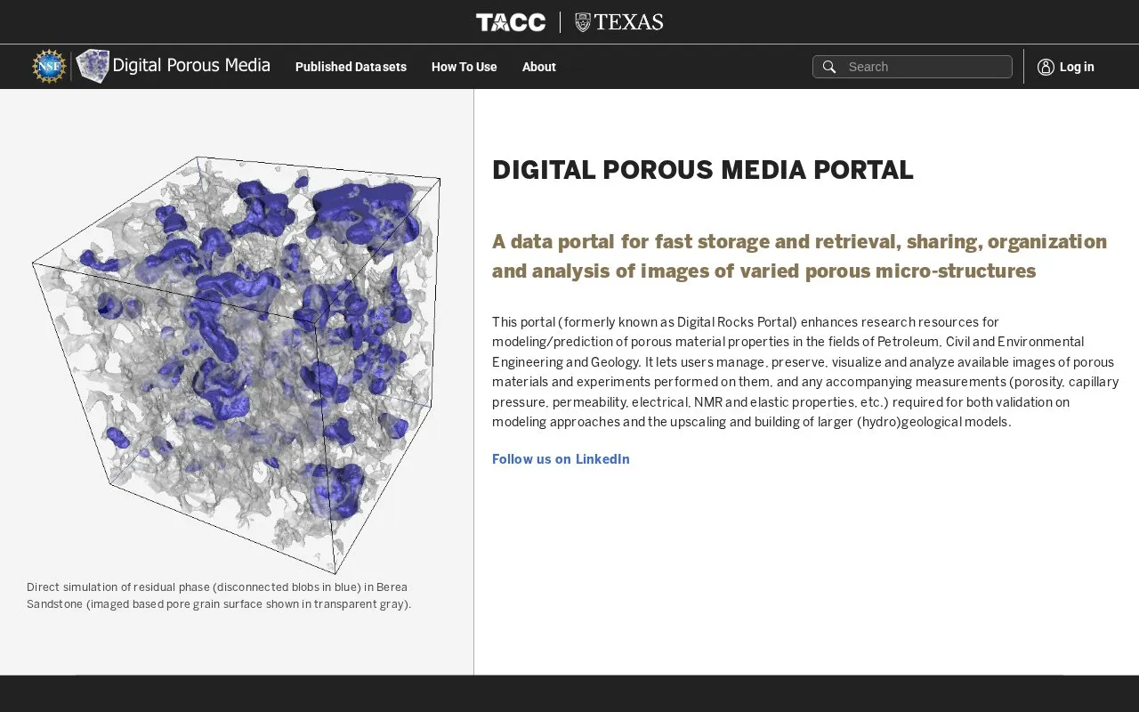 Digital Porous Media Portal homepage screenshot
