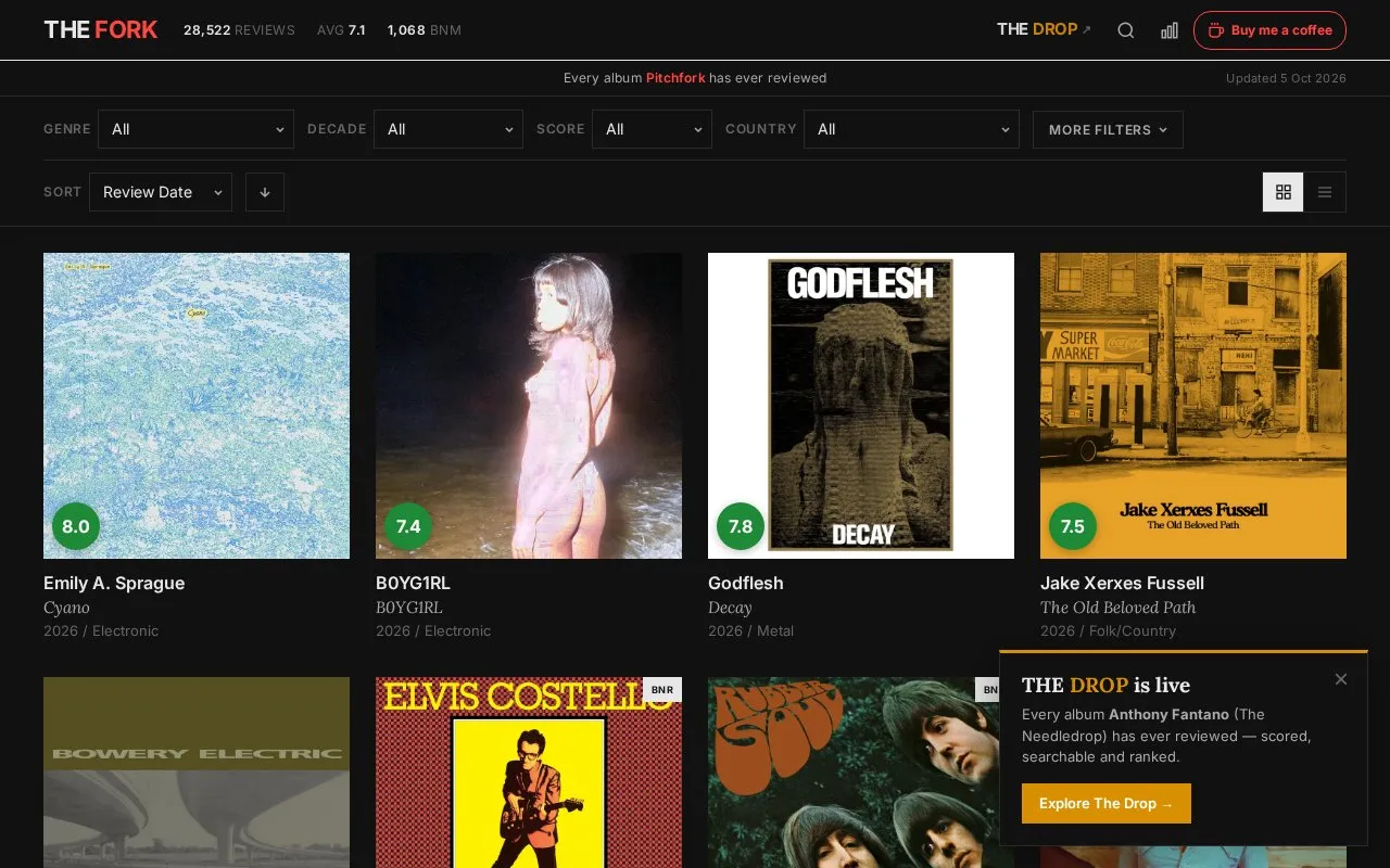 The Fork homepage screenshot