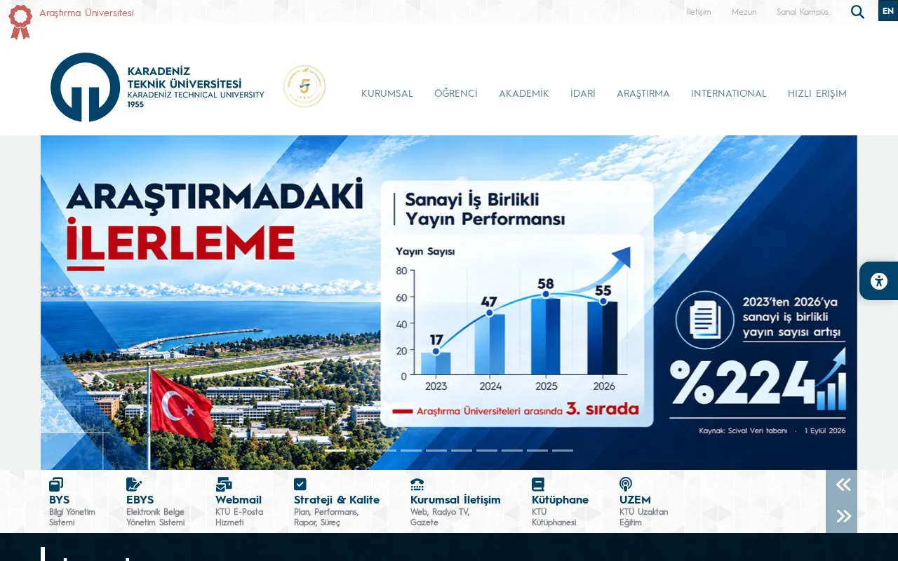 Karadeniz Technical University homepage screenshot