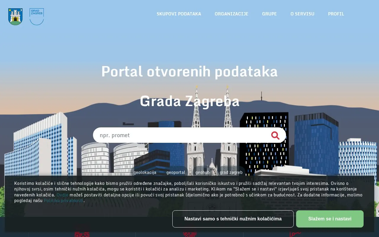 data.zagreb.hr Official Open Data Portal homepage screenshot