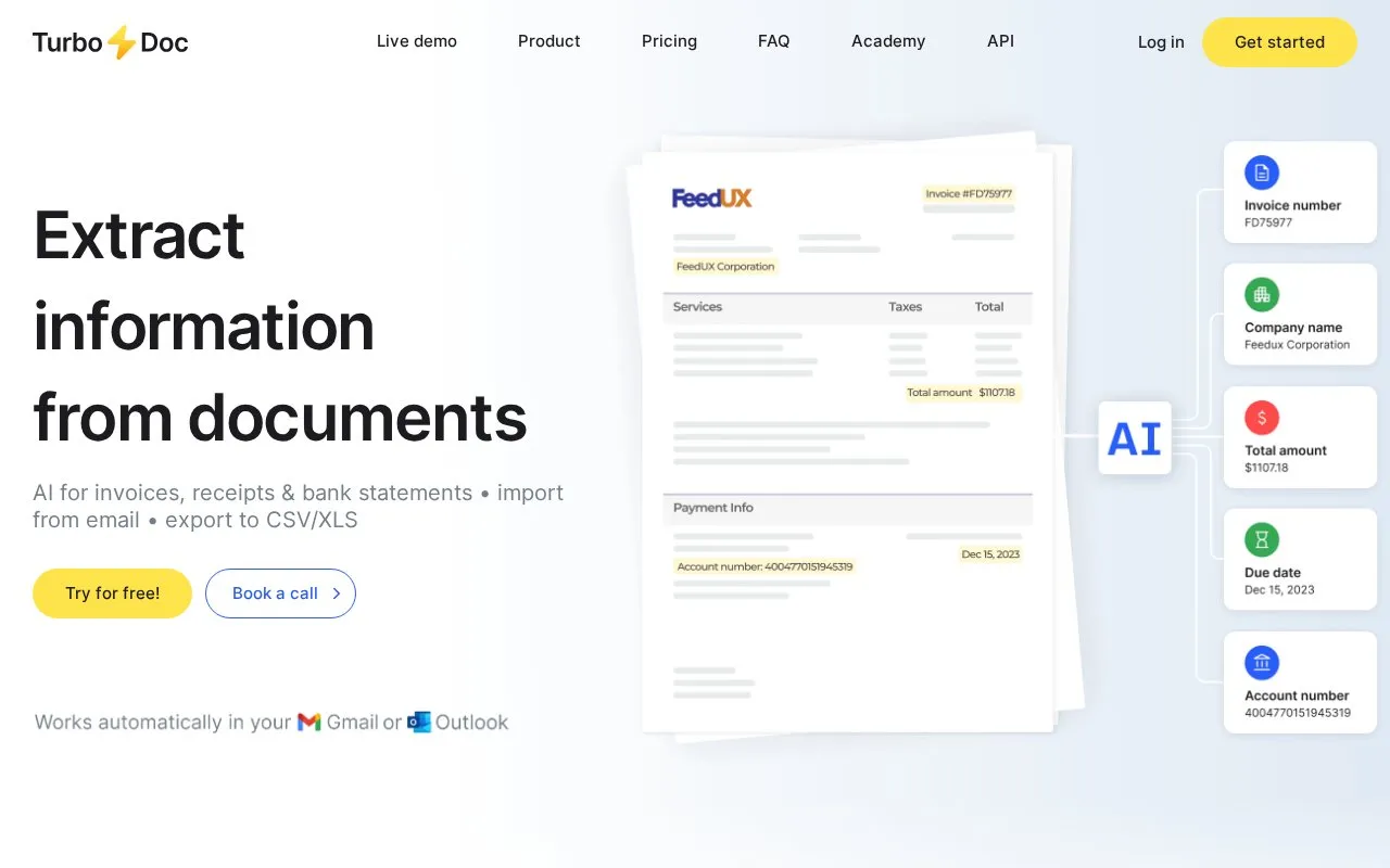 TurboDoc homepage screenshot