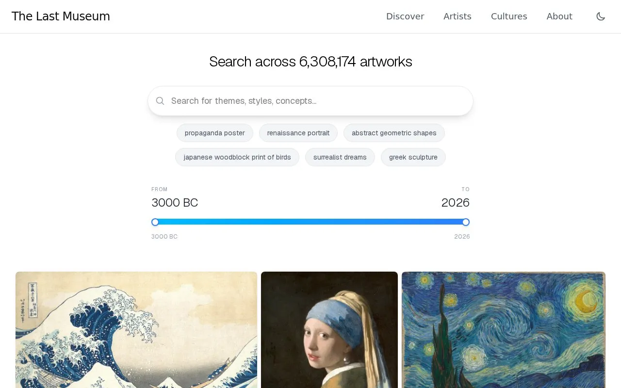 The Last Museum homepage screenshot