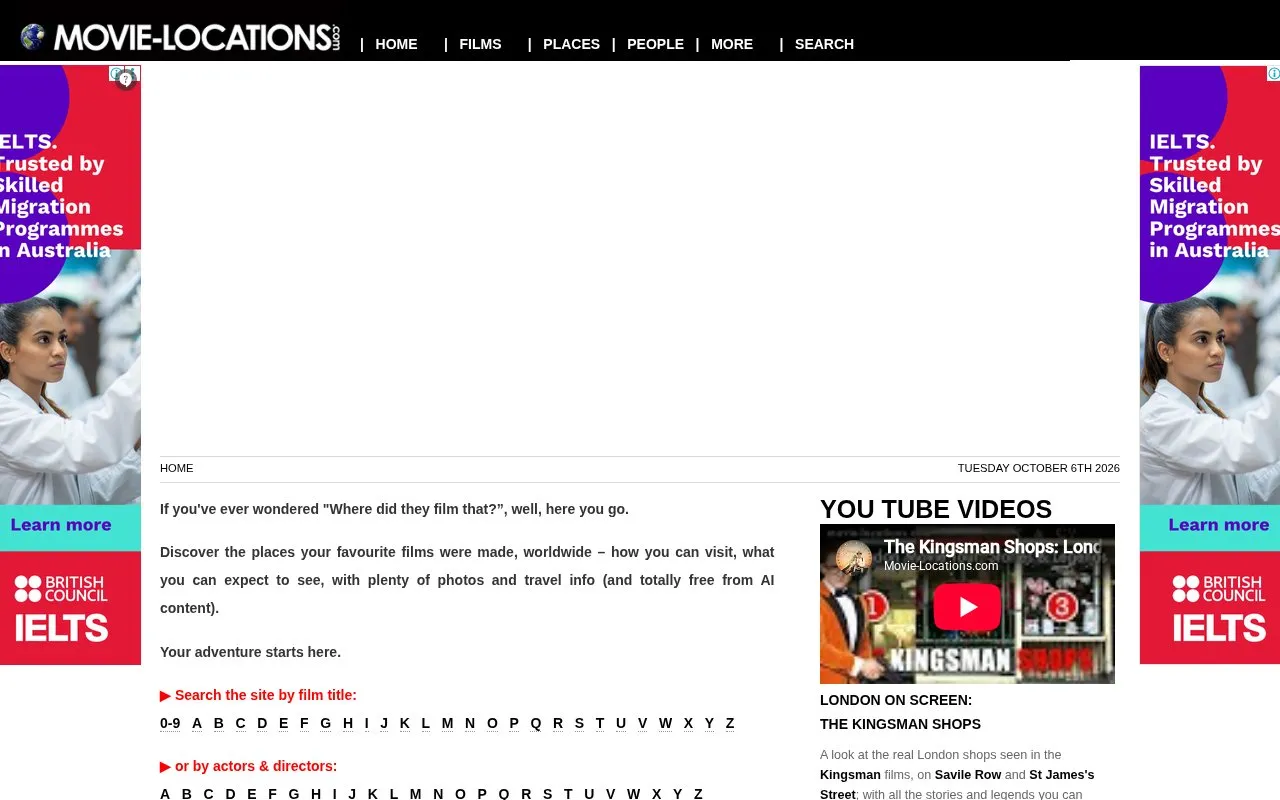 Movie-Locations homepage screenshot
