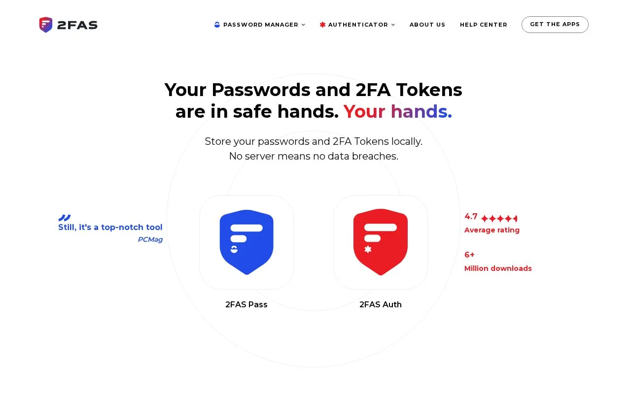 2FAS homepage screenshot